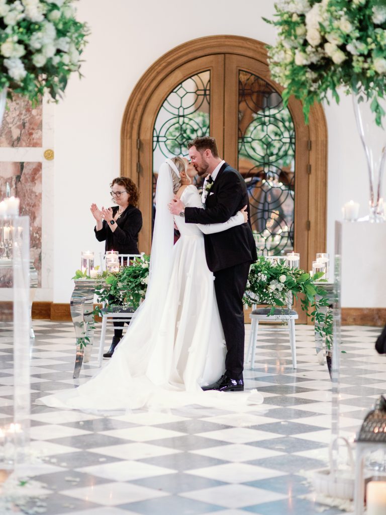 The just-married first kiss!