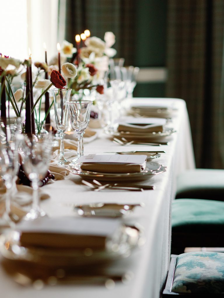 Intimate Middleton Lodge wedding reception details.
